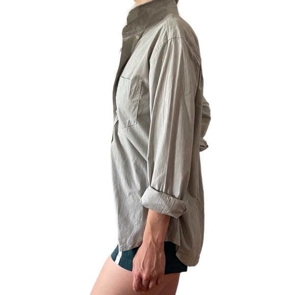 NWOT Goodfellow & Co Light Grey Long Sleeve Collared Pocket Button Down Shirt M - Picture 2 of 16
